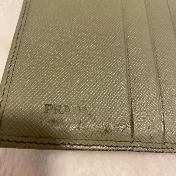 Prada Saffiano Leather Trifold Wallet - Sage - Picture 6 of 16